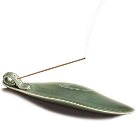 9 Length Incense Stick Holder with 3 Holes White Porcelain Ash Catcher for Spa and Meditation Room