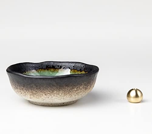 Asayu Japan Mini Incense Holder Set Aquamarine Ceramic Brass