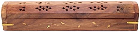 Govinda Wooden Incense Burner with Brass Inlays and Storage Compartment