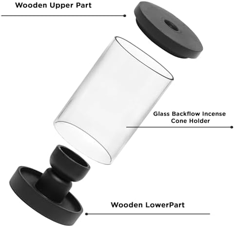 Hosley Black Wood Glass Incense Burner Kit