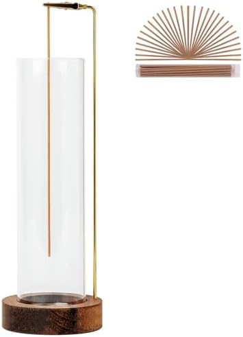 GARMOLY Incense Holder for Sticks - Anti-Ash Burner with Glass Catcher and 30 Sticks