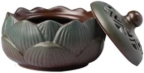 Lotus Incense Burner Set in Green Ceramic