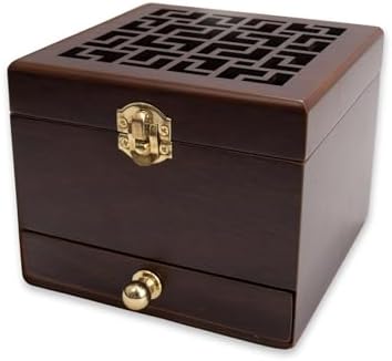 Nazareth Store Wood Incense Holder with Brass Inlays
