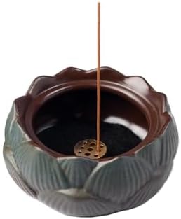 Lotus Incense Burner Set in Green Ceramic