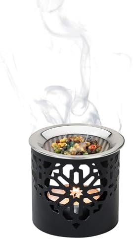 Frankincense Incense Burner with Tealight - Durable Black Iron 236 Inches Tall - Handcrafted Aromatic Censer