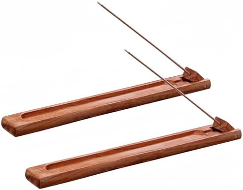 2 Packs Wood Incense Holder with Adjustable Angle and Ash Catcher