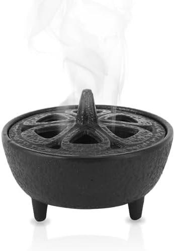 Gsycle Incense Burner Cast Iron Lotus Shape Censer With Lid