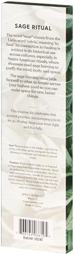 Premium Sage Incense Sticks with Energy Cleansing Holder - Charcoal Free for Safe Burn - 30 Sticks