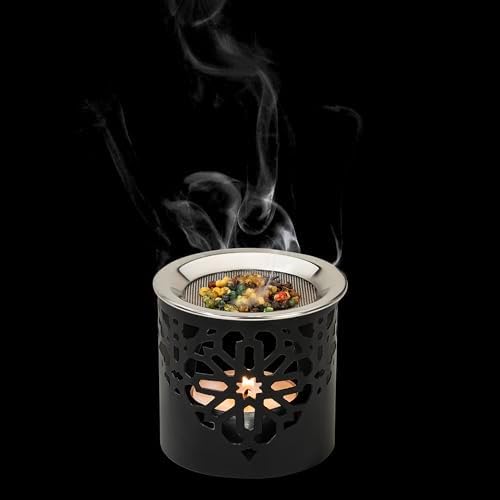 Frankincense Incense Burner with Tealight - Durable Black Iron 236 Inches Tall - Handcrafted Aromatic Censer