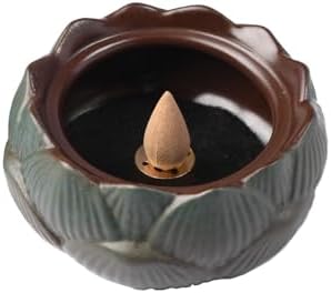 Lotus Incense Burner Set in Green Ceramic