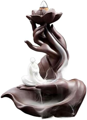 Purple Clay Incense Holder with Buddha Hand Design