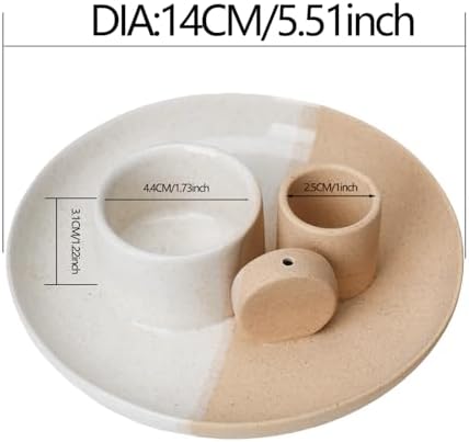 4 in 1 Incense Holder with Ash Catcher Tray - White Sand Ceramic Design