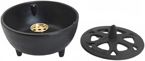 Small Cast Iron Incense Burner with Decorative Lid