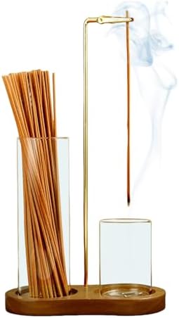 2 in 1 Incense Holder with Glass Ash Catcher and Organizer for Meditation and Home Decor