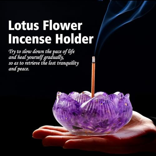 Amethyst Resin Crystal Lotus Incense Burner Set - 15pcs