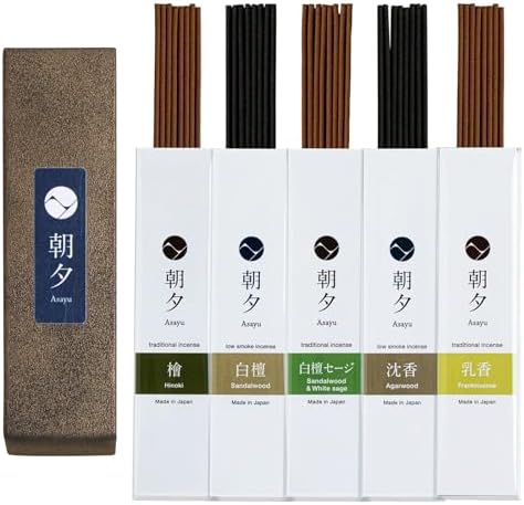 Asayu Japan Incense Sticks Assortment - 5 Natural Fragrances 20g