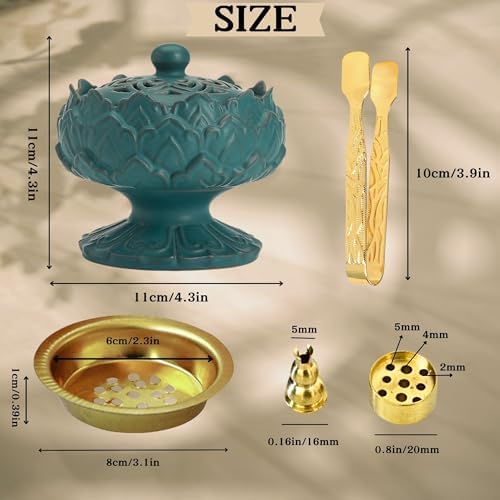 Lotus Shape Ceramic Incense Burner with Tweezers