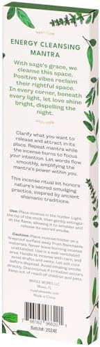 Premium Sage Incense Sticks with Engraved Wood Holder - 30 Sticks Charcoal Free Safe for Energy Cleansing