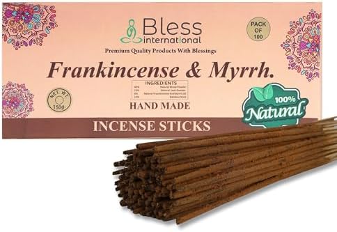Bless Frankincense and Myrrh Natural Hand Dipped Incense Sticks 100 Sticks