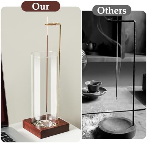 MACUSOO Incense Holder with 20 Sticks and Glass Ash Catcher