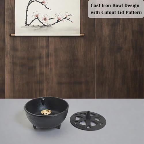 Small Cast Iron Incense Burner with Decorative Lid