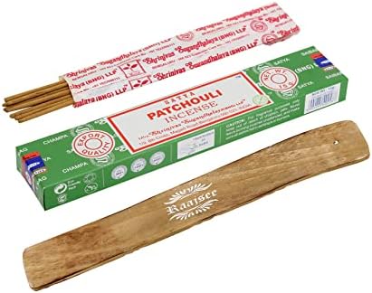 Satya Patchouli Incense Sticks 45 GMS 3 Pack with Raajsee Incense Holder