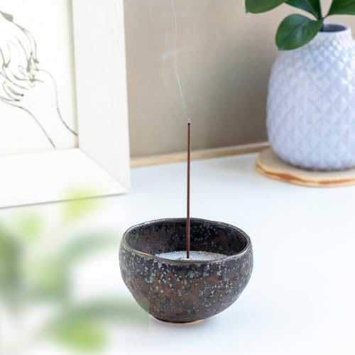 Asayu Japan Incense Burner Set with Natural Ash and Bowl