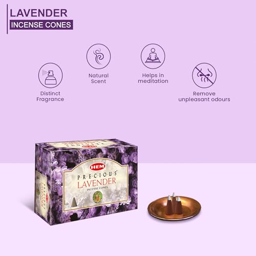 HEM Precious Lavender Incense Cones 120 Count