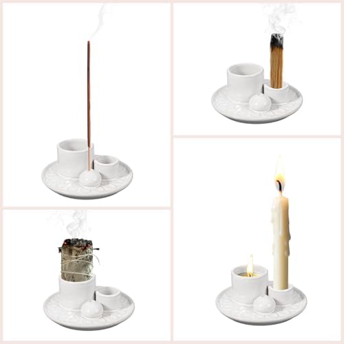 Uxcell 4 in 1 Ceramic Incense Burner Holder White