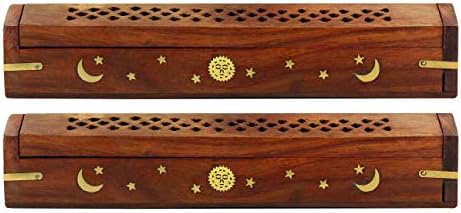 Sheesham Wood Incense Burner Set of 2 Coffin Style