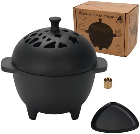 Cast Iron Incense Burner Mini Cauldron for Sage and Charcoal