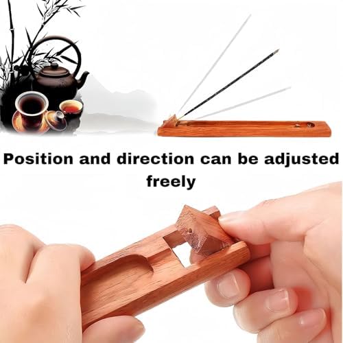 2 Packs Wood Incense Holder with Adjustable Angle and Ash Catcher