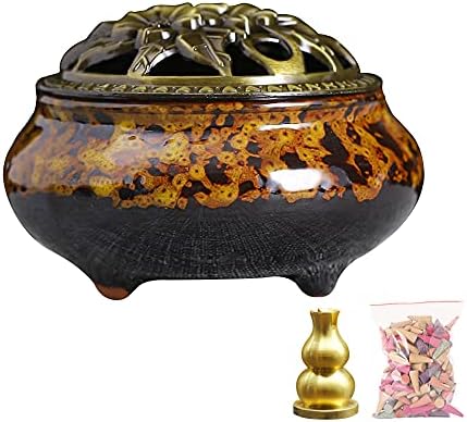 MENGSIYU Incense Cone Burner with Metal Holder and Fireproof Cotton