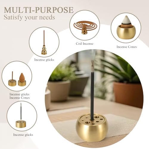 2 in 1 Incense Burner Brass Holder for Sticks Coils and Cones 3PCS Home Fragrance Decoration