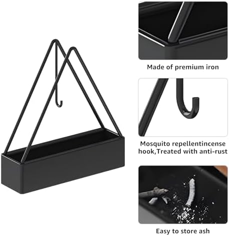 2 Pcs Black Iron Mosquito Coil Holder Ash Catcher Decor