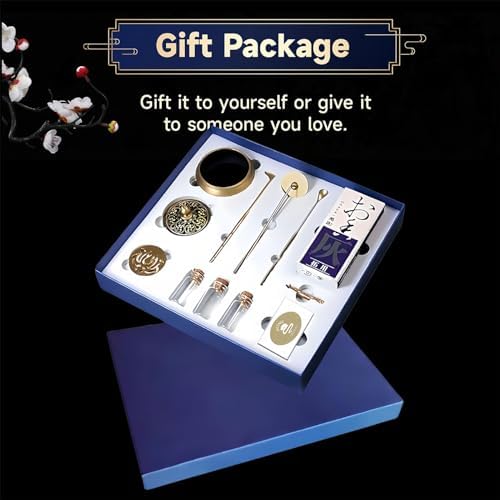 Yoga Meditation Incense Burner Set - 16 Piece Brass Censer Kit with Tools for Relaxation and Home Fragrance