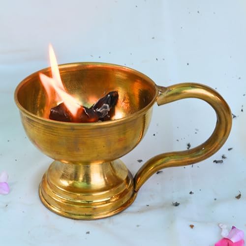 Traditional Brass Dhoop Dani with Handle 7 Inch Incense Holder