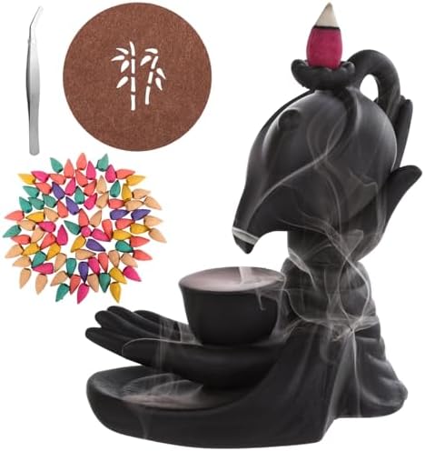 Buddha Hand Incense Burner Set with 100 Cones and Accessories