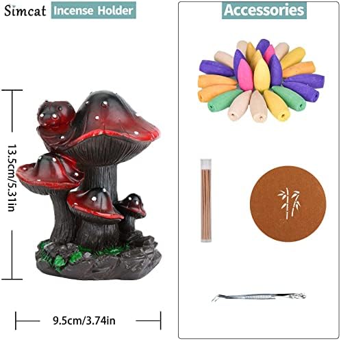 Simcat Backflow Incense Burner Holder with Cones and Sticks