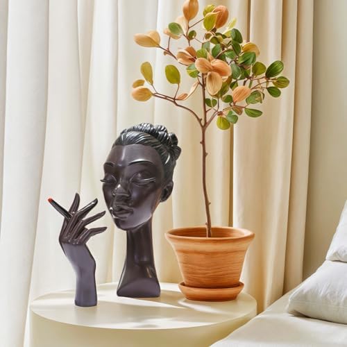 Elegant Black Woman Incense Burner Head with Serene Smoke Flow