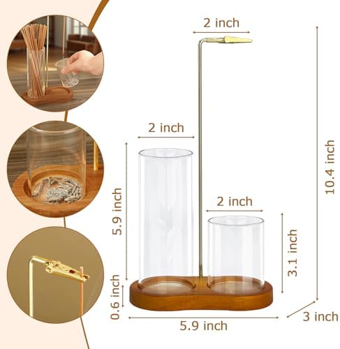 2 in 1 Incense Holder with Glass Ash Catcher and Metal Clip
