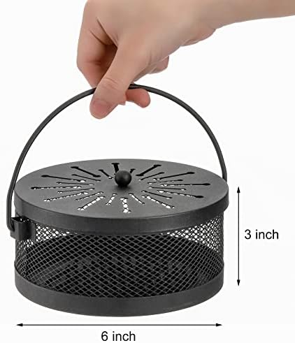 Elsjoy 2 Pack Mosquito Coil Holder with Lid Handle Portable Burner Metal