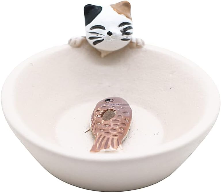 Newwe Mini Cat Incense Stick Holder Cute Animal Resin Burner
