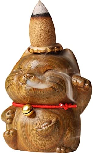 OLizee Wooden Cat Shaped Incense Holder