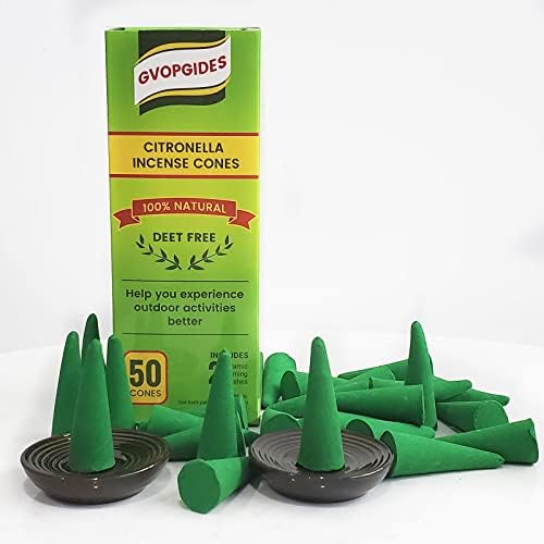 Citronella Incense Cones 50pcs with 2 Ceramic Dishes