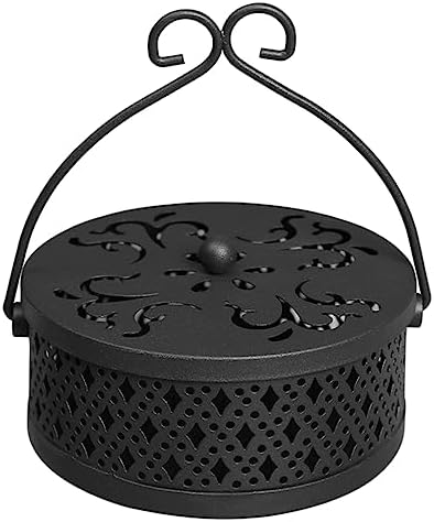 Portable Mosquito Incense Holder Box with Lid and Handle Black