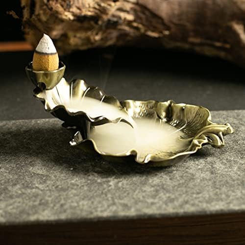 Waterfall Incense Cone Holder with Lotus and Frog Design