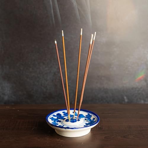 Blue Pottery Agarbatti Stand Ceramic Plate with Holes
