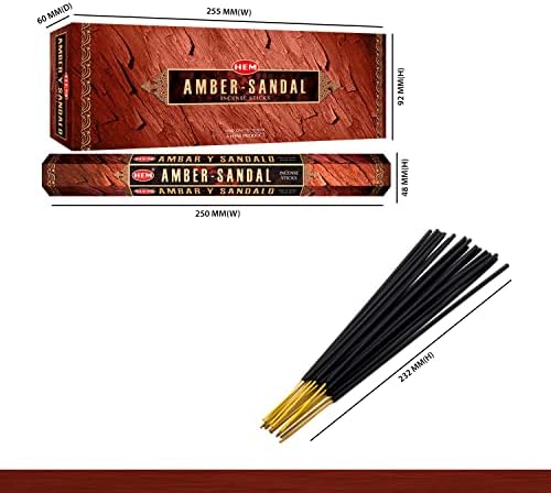 HEM Amber Box of Six 20 Gram Incense Tubes