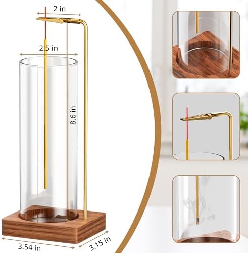 Incense Stick Holder with Glass Ash Catcher 2 Pack